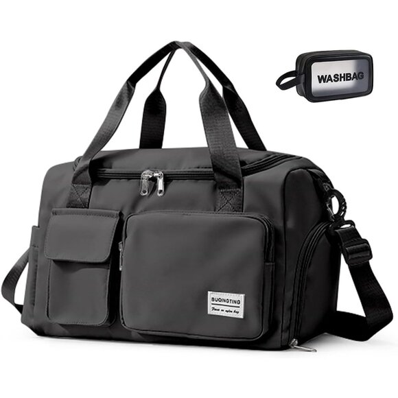 Small Gym Bag for Women, Travel Duffle Bag Carry On Weekender Bag with Shoe Comp - Picture 1 of 7